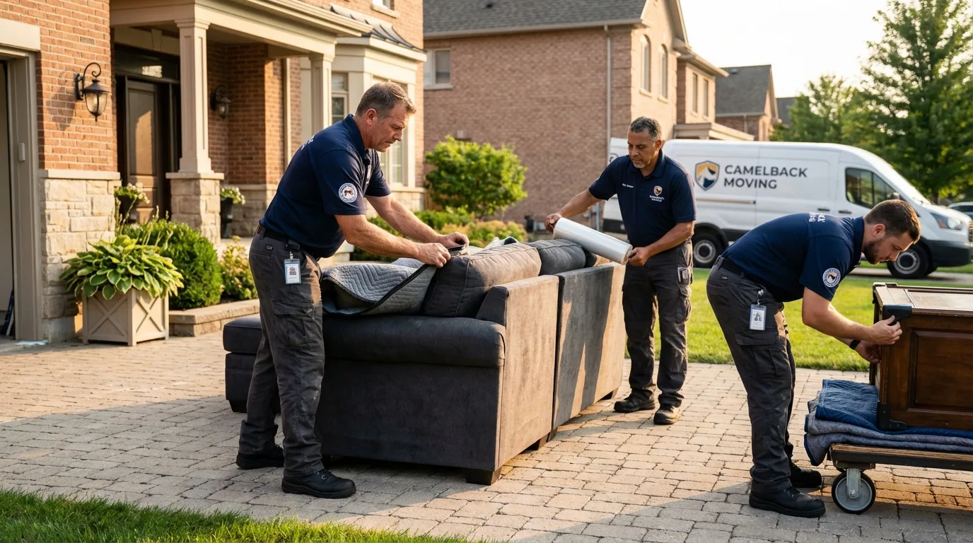 Large estate moving crew wrapping furniture in Litchfield Park, AZ