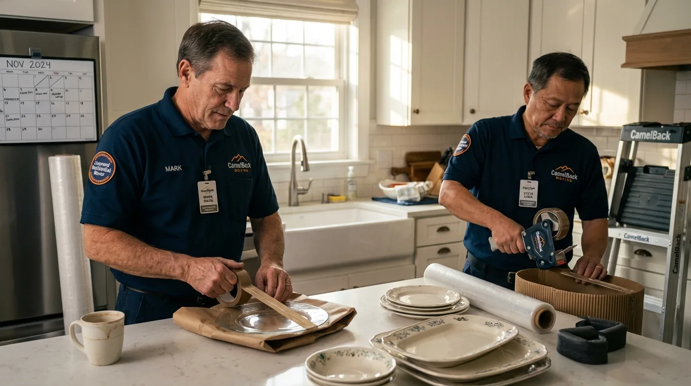 Professional crew packing kitchen dishware in Litchfield Park, AZ